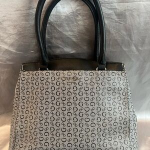 GUESS Monogrammed Black and Gray Tote